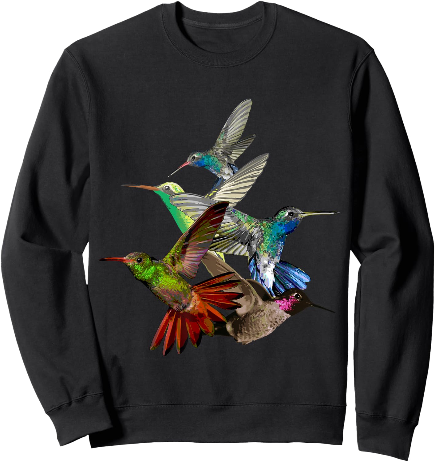 Hummingbird in Flight Bird Lovers Tropical Bird Sweatshirt - Sweatshirt | Black