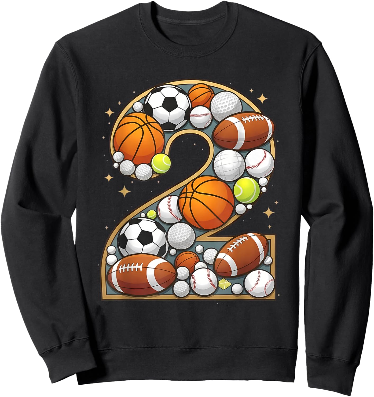 Born 2 Ball Second Birthday Sports Theme Two Year Old Boy Sweatshirt - Sweatshirt | Black