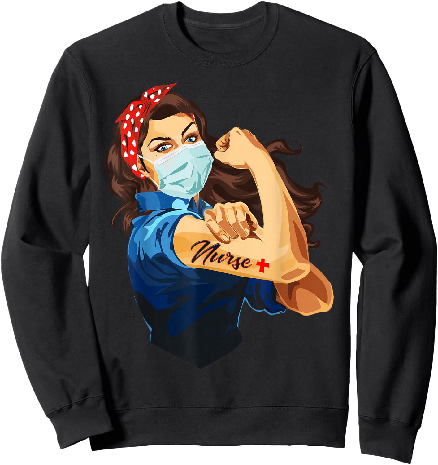 Rosie The Riveter - Woman Nurse Sweatshirt - Sweatshirt | Black