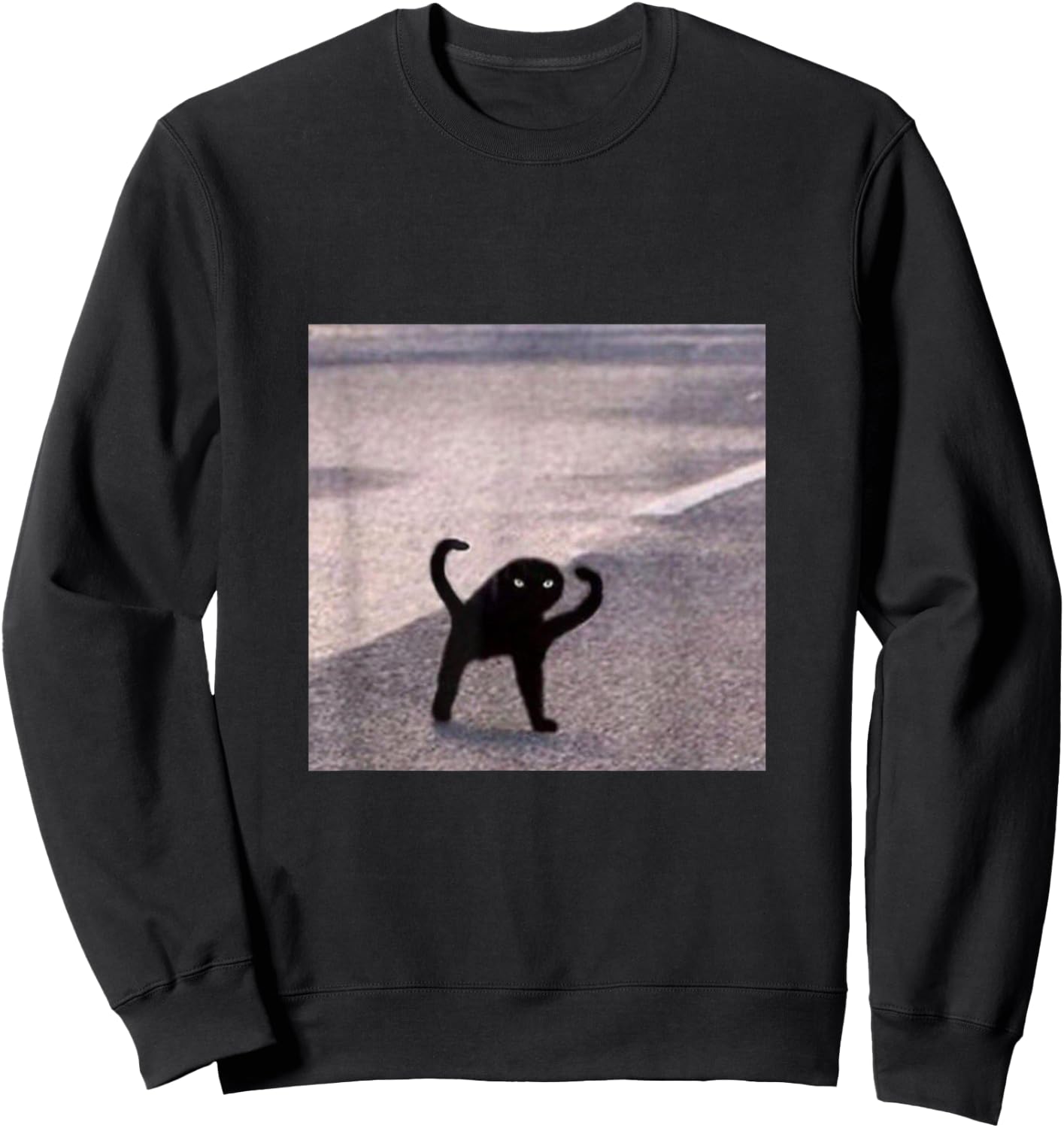 Cursed Cat Black Meme Funny Internet Viral Joke Pun Gift Sweatshirt - Sweatshirt | Black