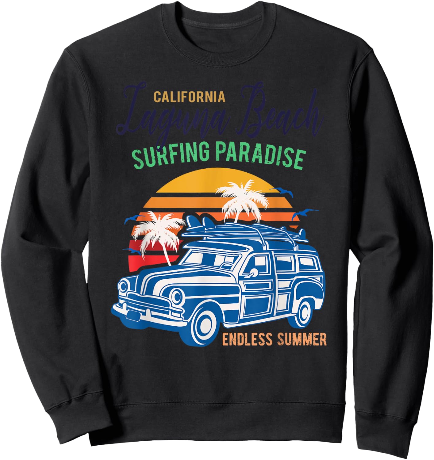 Surf California Laguna Beach Shirt 70s 80s Laguna CA Shirt Sweatshirt - Sweatshirt | Black
