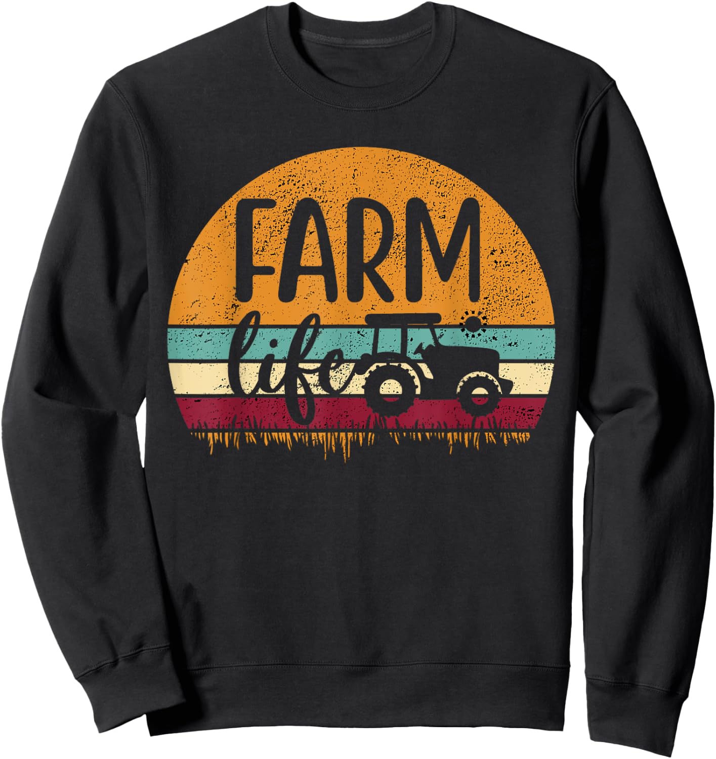 Retro Vintage Farm Life Farming Tractor Family Farmer Gift Sweatshirt - Sweatshirt | Black
