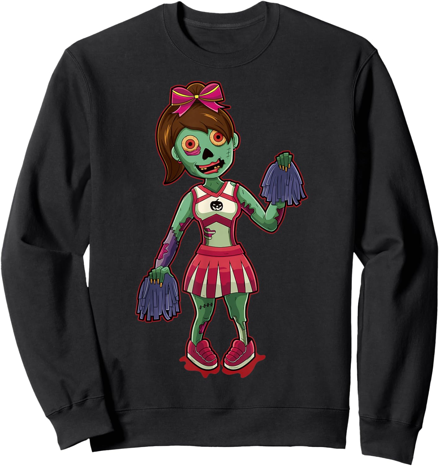 Zombie Girl Cheerleader Halloween Gift Sweatshirt - Sweatshirt | Black