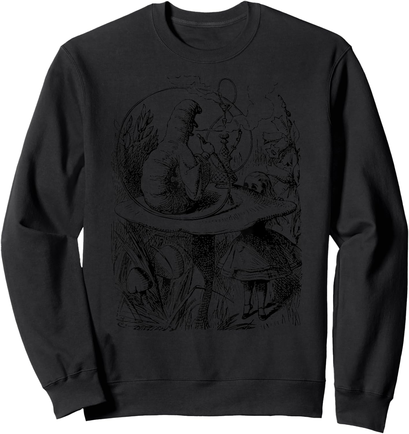Big Texas Alice in Wonderland Smoking Caterpillar Sweatshirt - Sweatshirt | Black