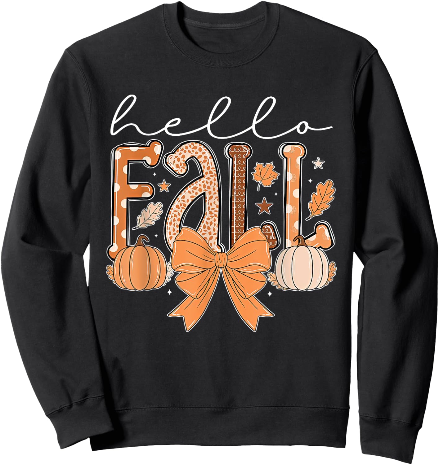 Hello Fall Autumn Vibes Thanksgiving Holiday Men Women Kids Sweatshirt - Sweatshirt | Black