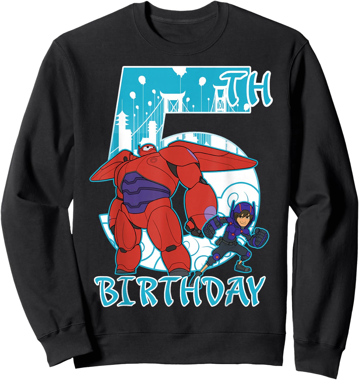 Disney Big Hero 6 Baymax Hiro 5th Birthday Graphic Sweatshirt - Sweatshirt | Black