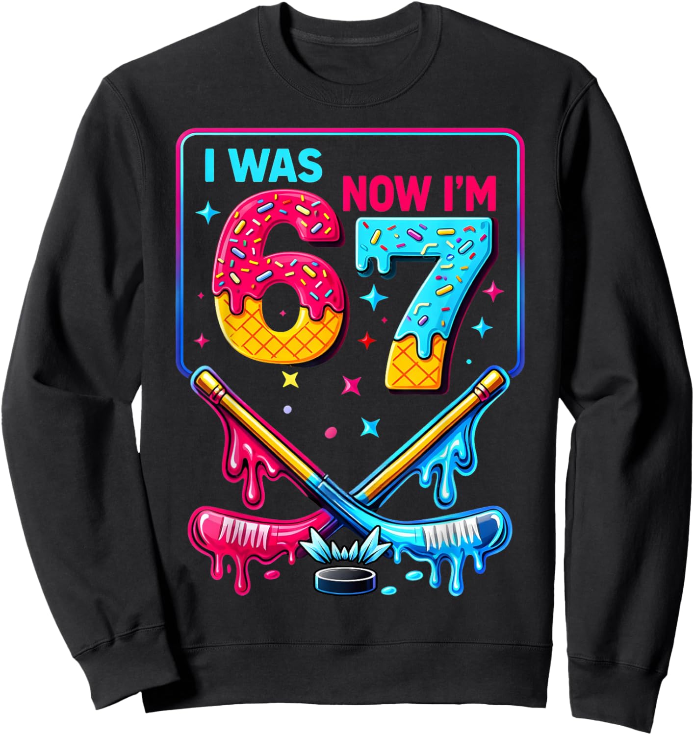 Ice Hockey I was 6 Now I'm 7 Birthday Boys Gifts for Kids Sweatshirt - Sweatshirt | Black