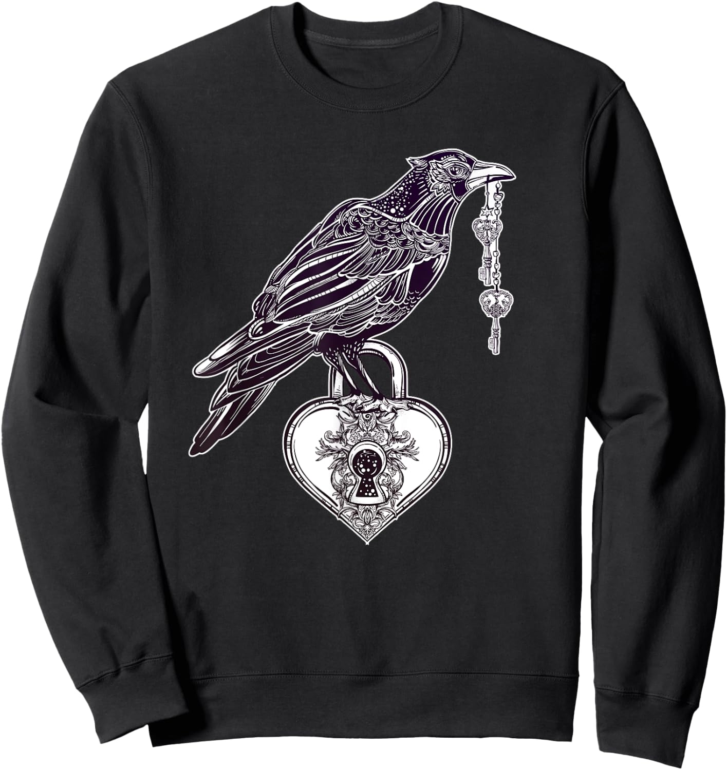 Stay Weird - Raven with Heart - Vintage Engraving Sweatshirt - Sweatshirt | Black