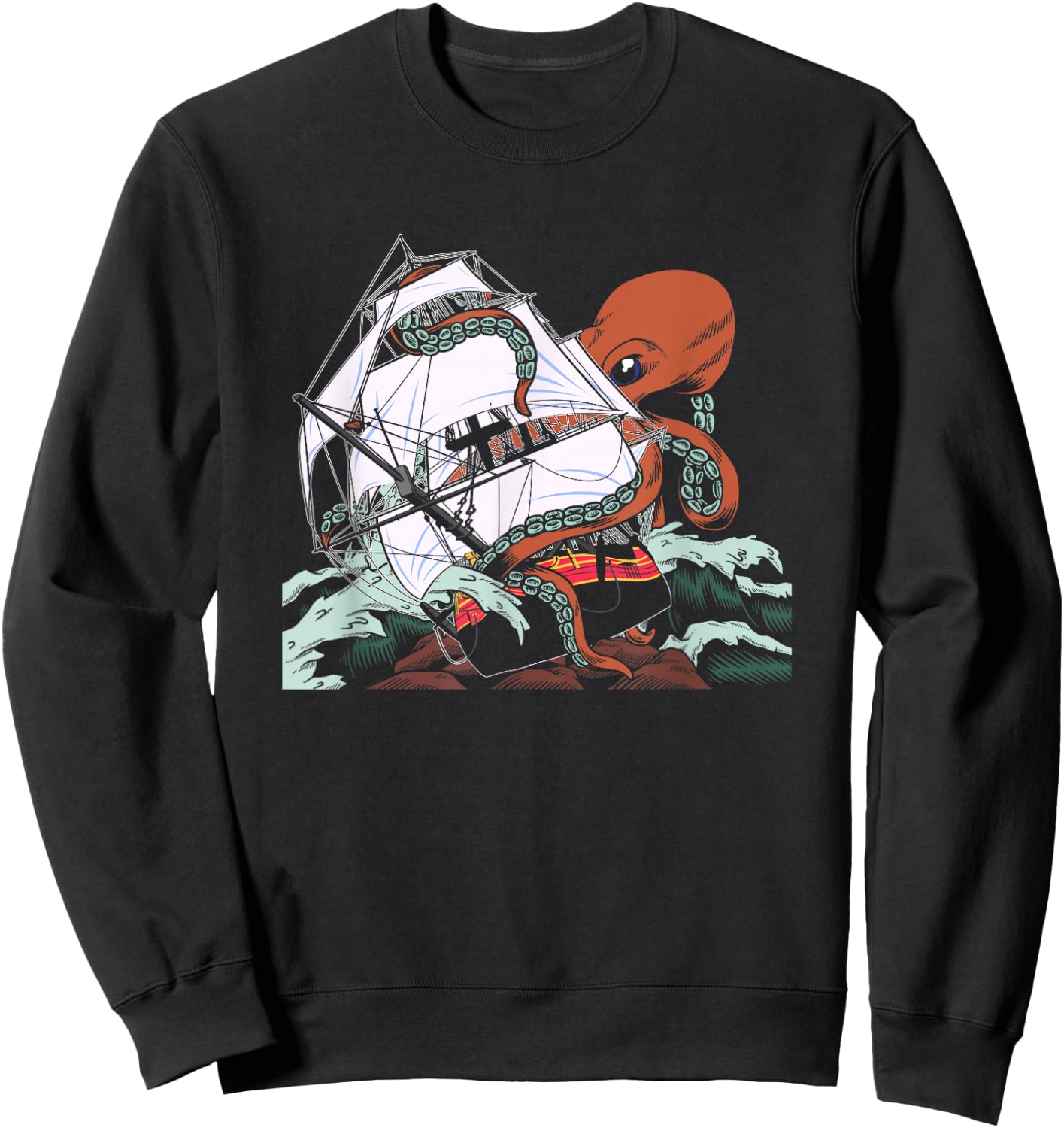 The Kraken - Sea Monster Octopus Shipwreck Sweatshirt - Sweatshirt | Black