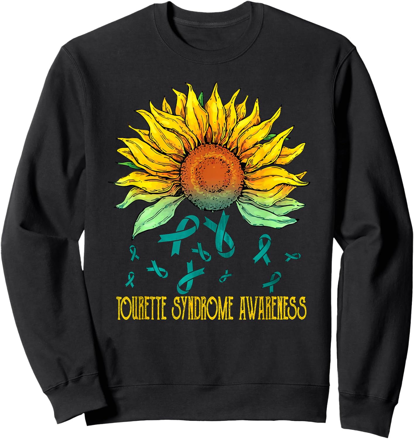 Tourette Syndrome Awareness Sunflower Sweatshirt - Sweatshirt | Black