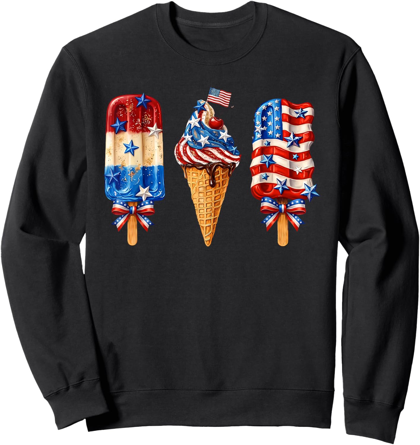 Fourth of July Ice Cream 250 Years Patriotic Popsicle Sweatshirt - Sweatshirt | Black
