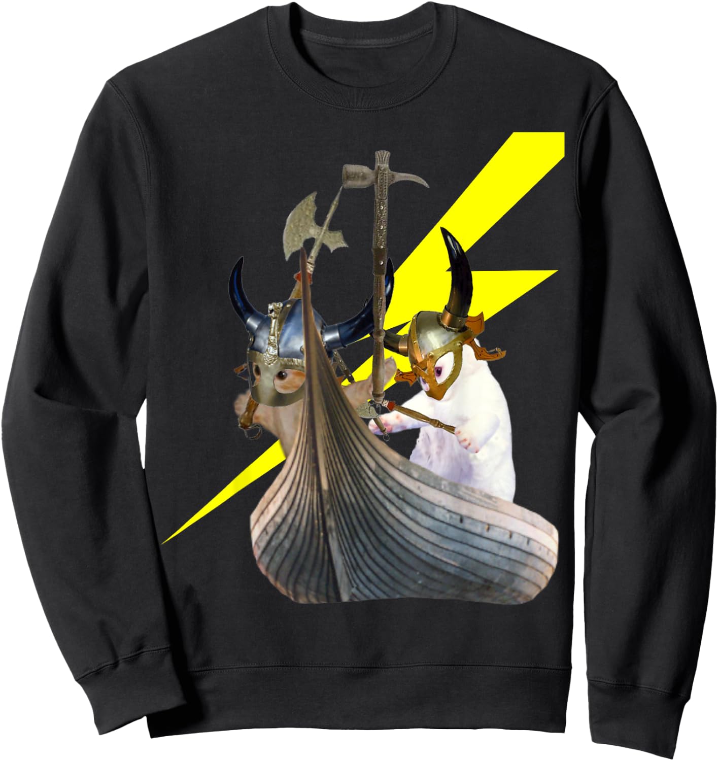 Viking Kittens in their longboat Sweatshirt - Sweatshirt | Black