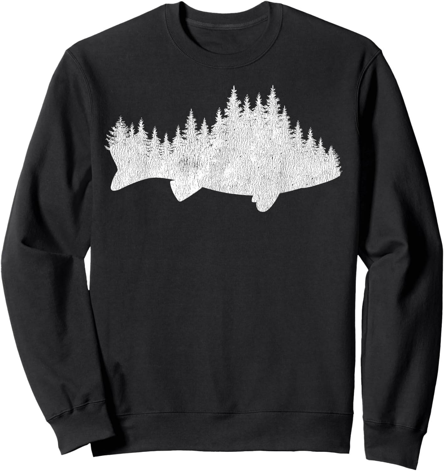 Walleye Fishing Sauger Fisherman Pine Forest Treeline Sweatshirt - Sweatshirt | Black