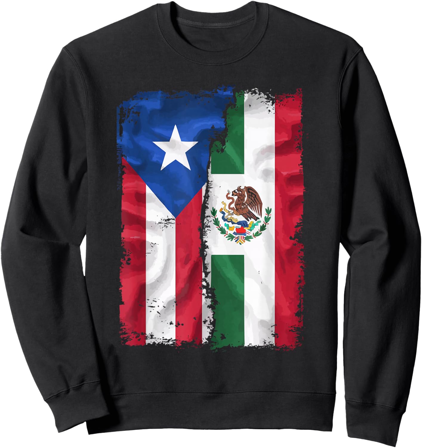 Half Mexican Half Puerto Rican Puerto Rico Flag Mexico Sweatshirt - Sweatshirt | Black