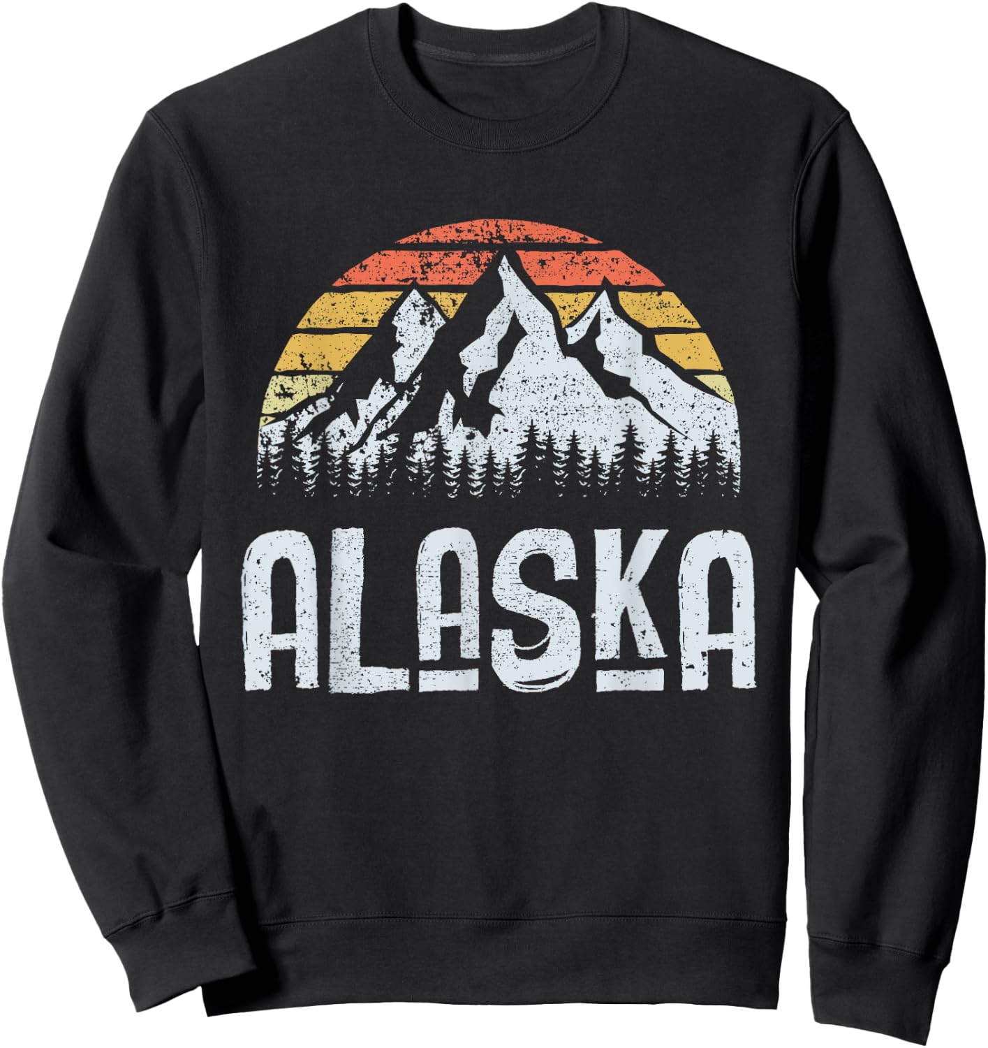 Vintage Retro Alaska Mountain Sunrise Sweatshirt - Sweatshirt | Black