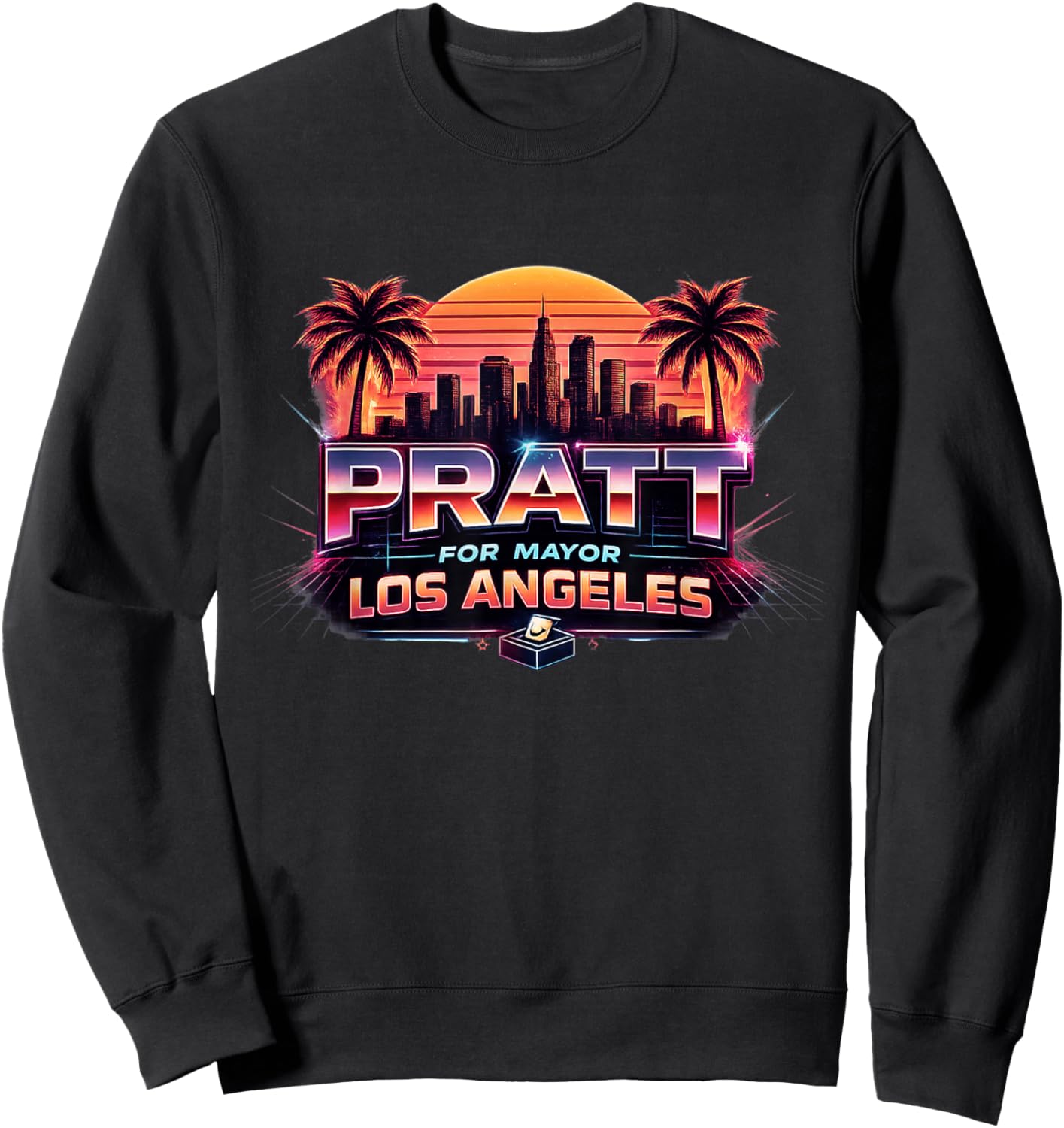 Retro Pratt for Mayor Los Angeles 2026 Mayor Celebrity Sweatshirt - Sweatshirt | Black