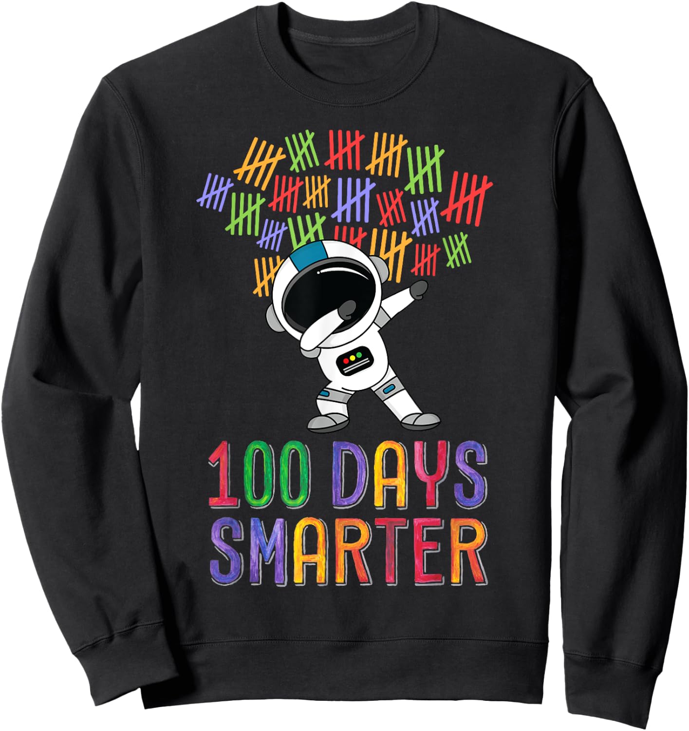 100 Days Smarter 100th Day of School Dabbing Space Kids Sweatshirt - Sweatshirt | Black