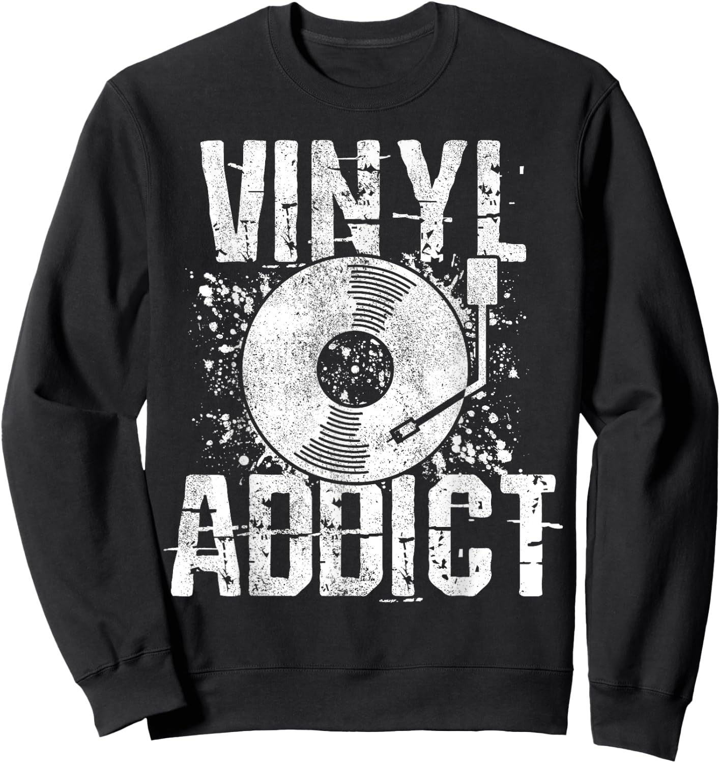 Vinyl Addict Retro Music DJ Old School Sweatshirt - Sweatshirt | Black