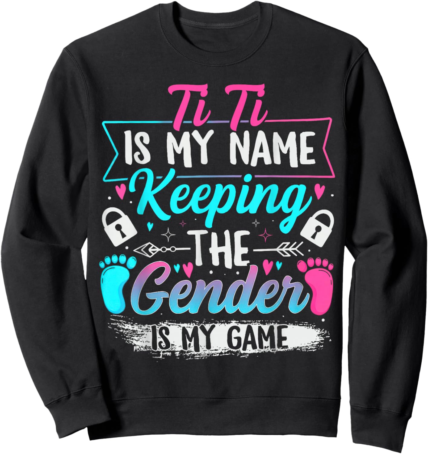 Gender Reveal Keeper of The Gender Ti Ti Baby Shower Sweatshirt - Sweatshirt | Black