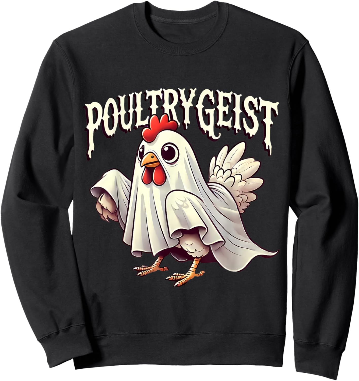 Chicken Ghost Poultrygeist Funny Halloween Farmer Sweatshirt - Sweatshirt | Black