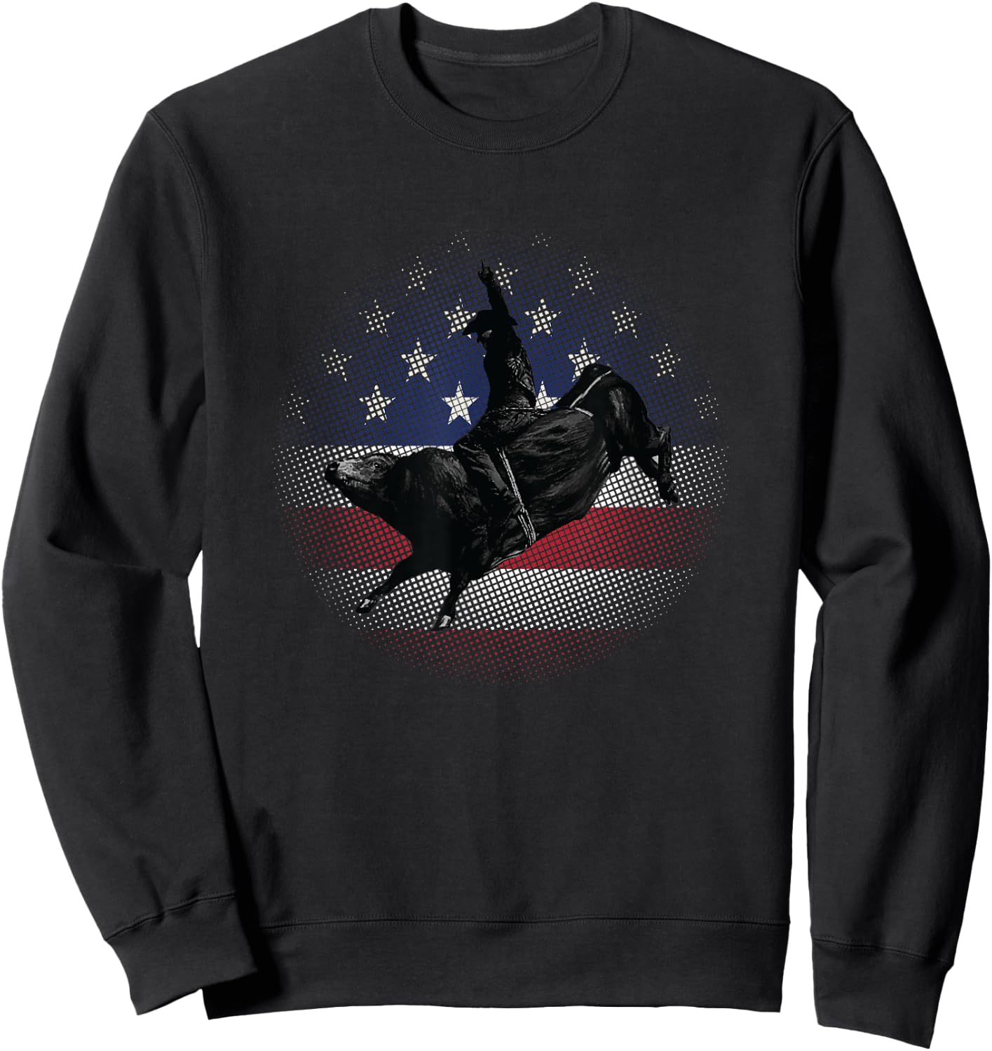 Bull Riding USA Flag Rodeo Gift Cowboys Sweatshirt - Sweatshirt | Black