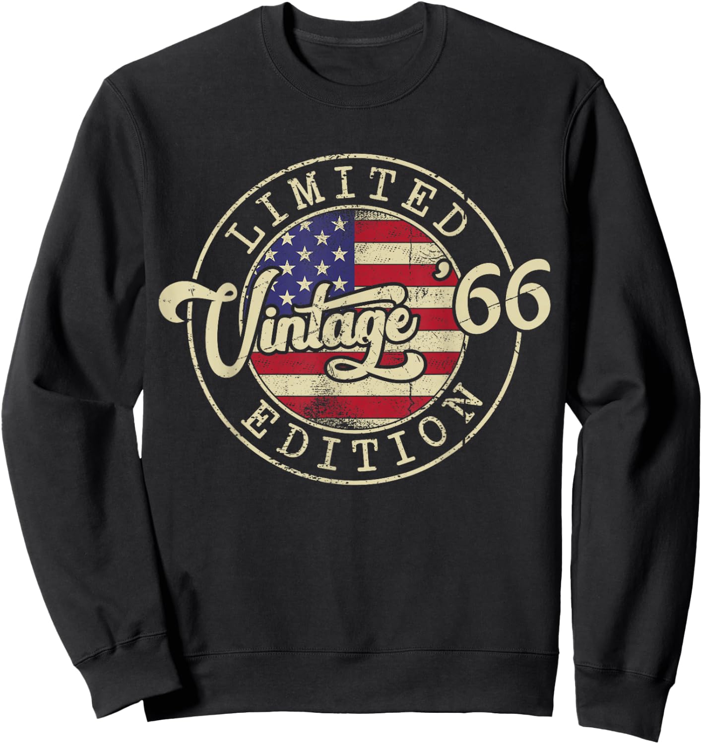 Vintage 1966 US Flag 60 Year Old 60th Birthday Men Women Sweatshirt - Sweatshirt | Black