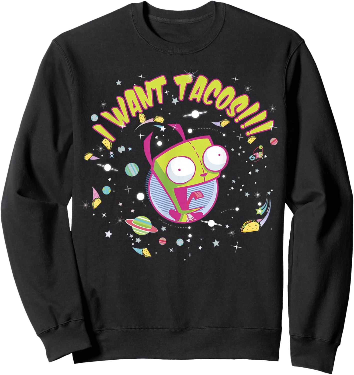 Nickelodeon Invader Zim GIR Wants Tacos Sweatshirt - Sweatshirt | Black