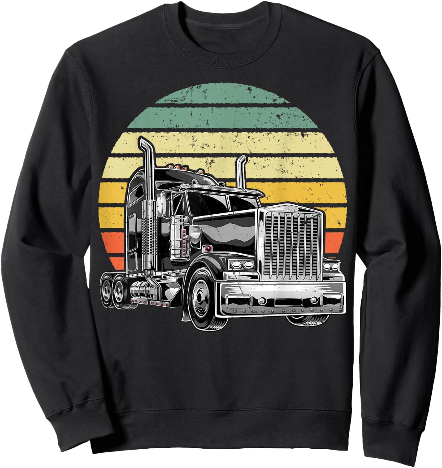 Retro Vintage Trucker Big Rig Semi-Trailer Truck Driver Gift Sweatshirt - Sweatshirt | Black