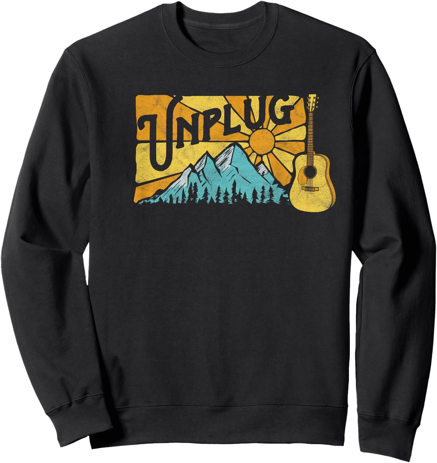 Retro Unplug Bluegrass & Acoustic Music Design Sweatshirt - Sweatshirt | Black