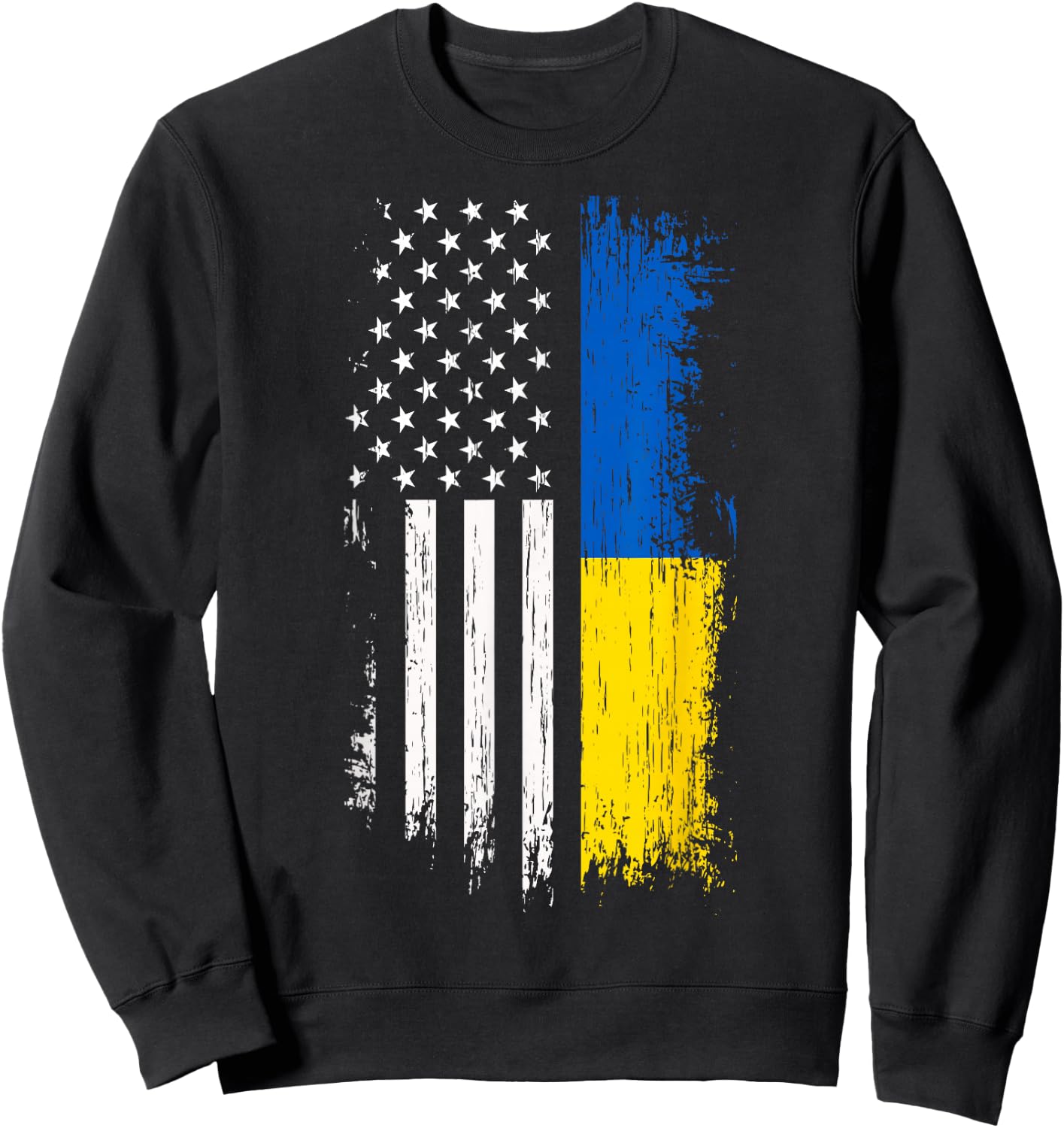 Ukrainian American Flag T Shirt - Pride Ukraine USA Shirt Sweatshirt - Sweatshirt | Black