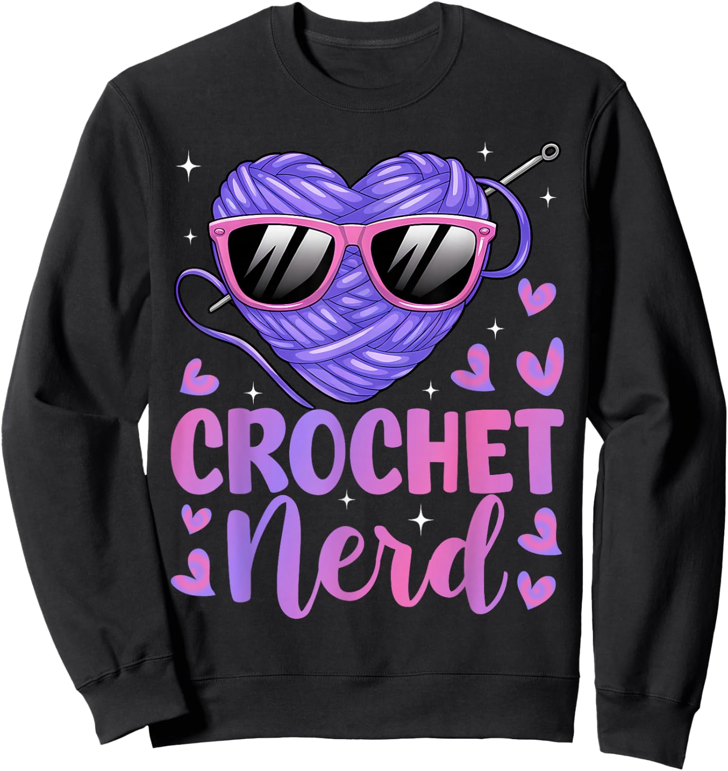 Crochet Crocheting Crochet Nerd Sweatshirt - Sweatshirt | Black