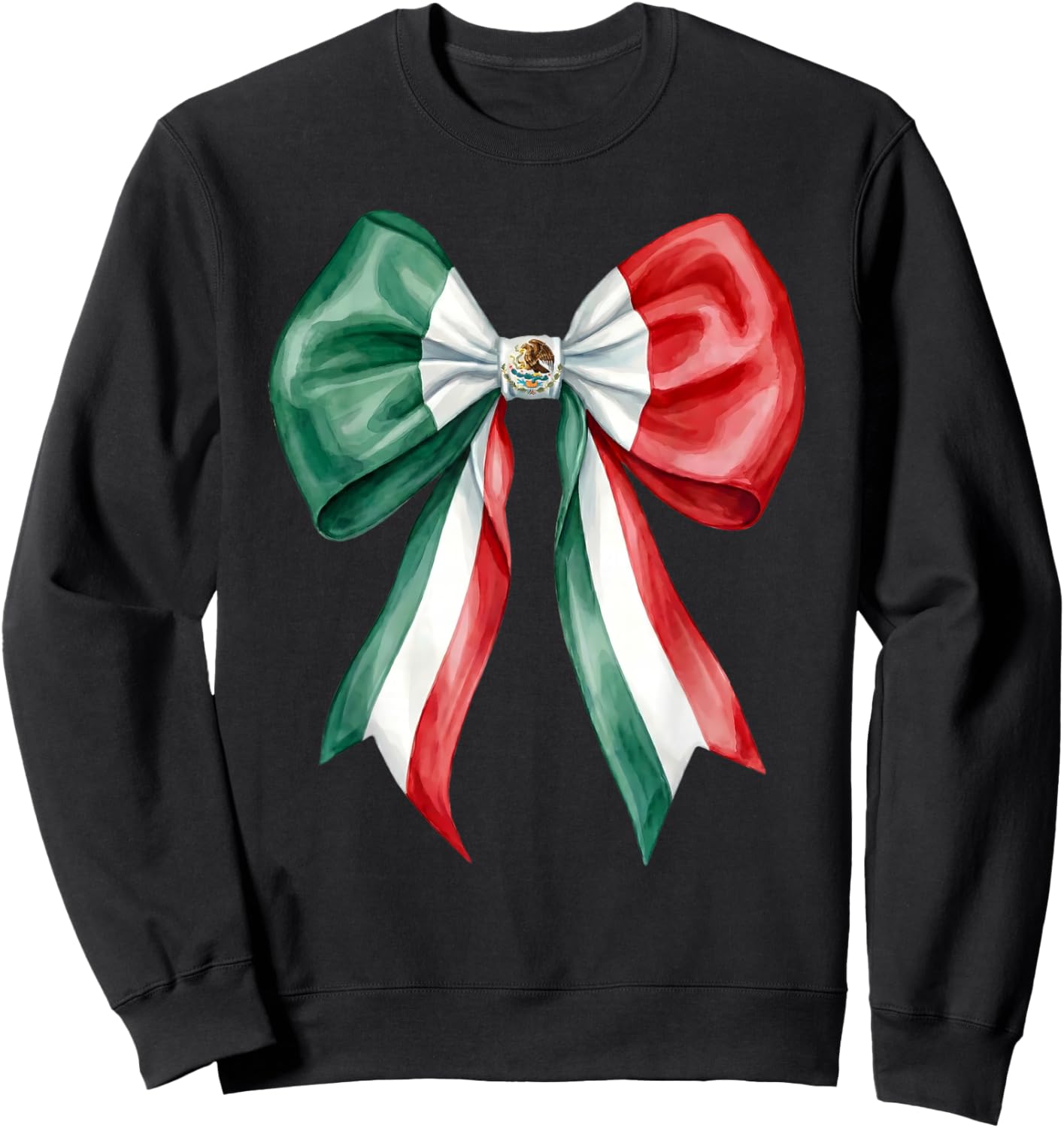 Mexican Girl Coquette Bow Hispanic Mexico Flag Cute Mexicana Sweatshirt - Sweatshirt | Black