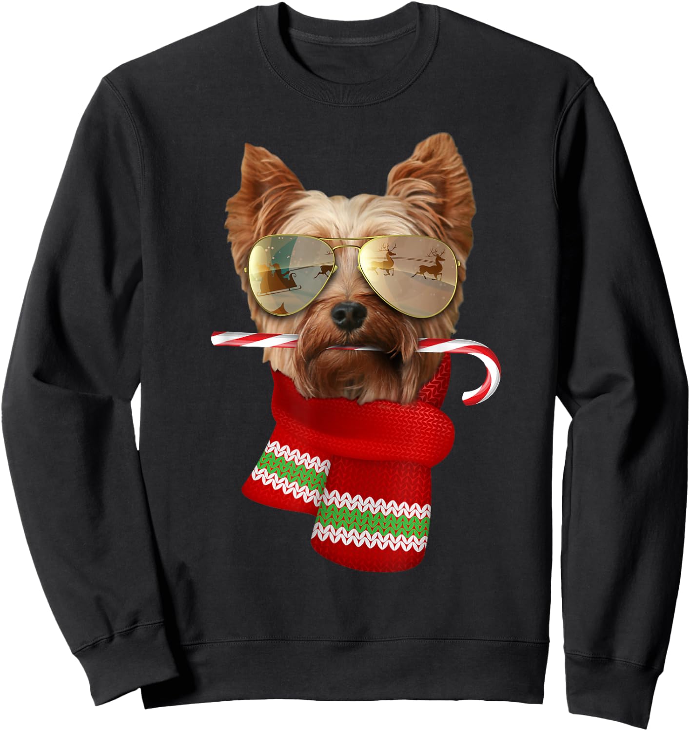 Yorkie shirt Terrier Christmas Gift Dog Lovers Sunglasses Women Kids Sweatshirt - Sweatshirt | Black