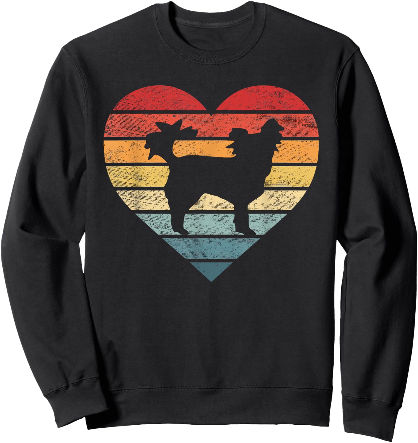 Papillon Lover Owner Gifts Retro Sunset Dog Silhouette Mom Sweatshirt - Sweatshirt | Black