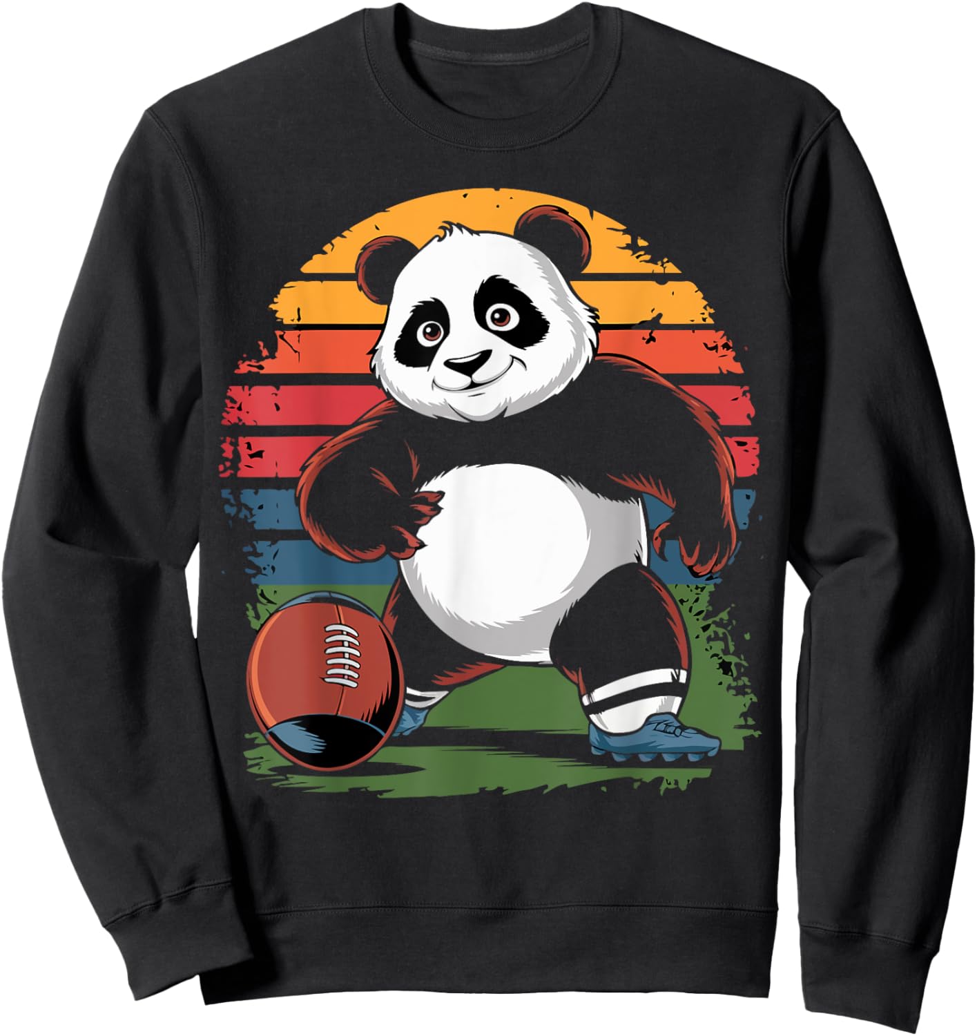 Panda Playing American Football retro vintage Panda lovers Sweatshirt - Sweatshirt | Black
