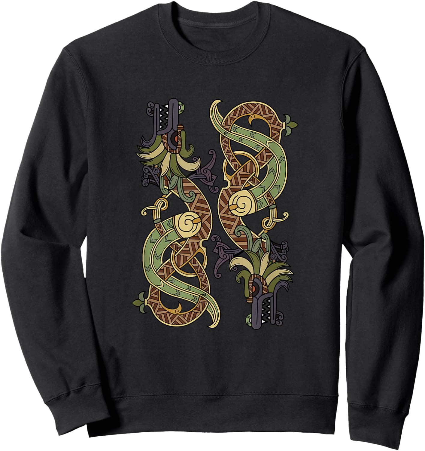 Celtic Dragons Nordic Mythical Viking Tribal Gift Sweatshirt - Sweatshirt | Black