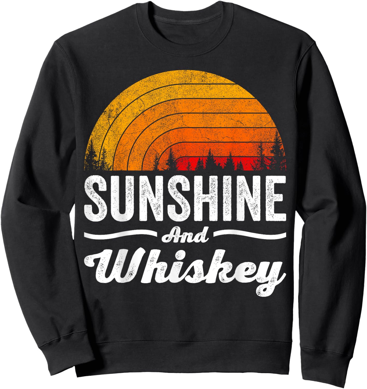 Sunshine and Whiskey Shirt Vintage Retro Funny Beach Summer Sweatshirt - Sweatshirt | Black