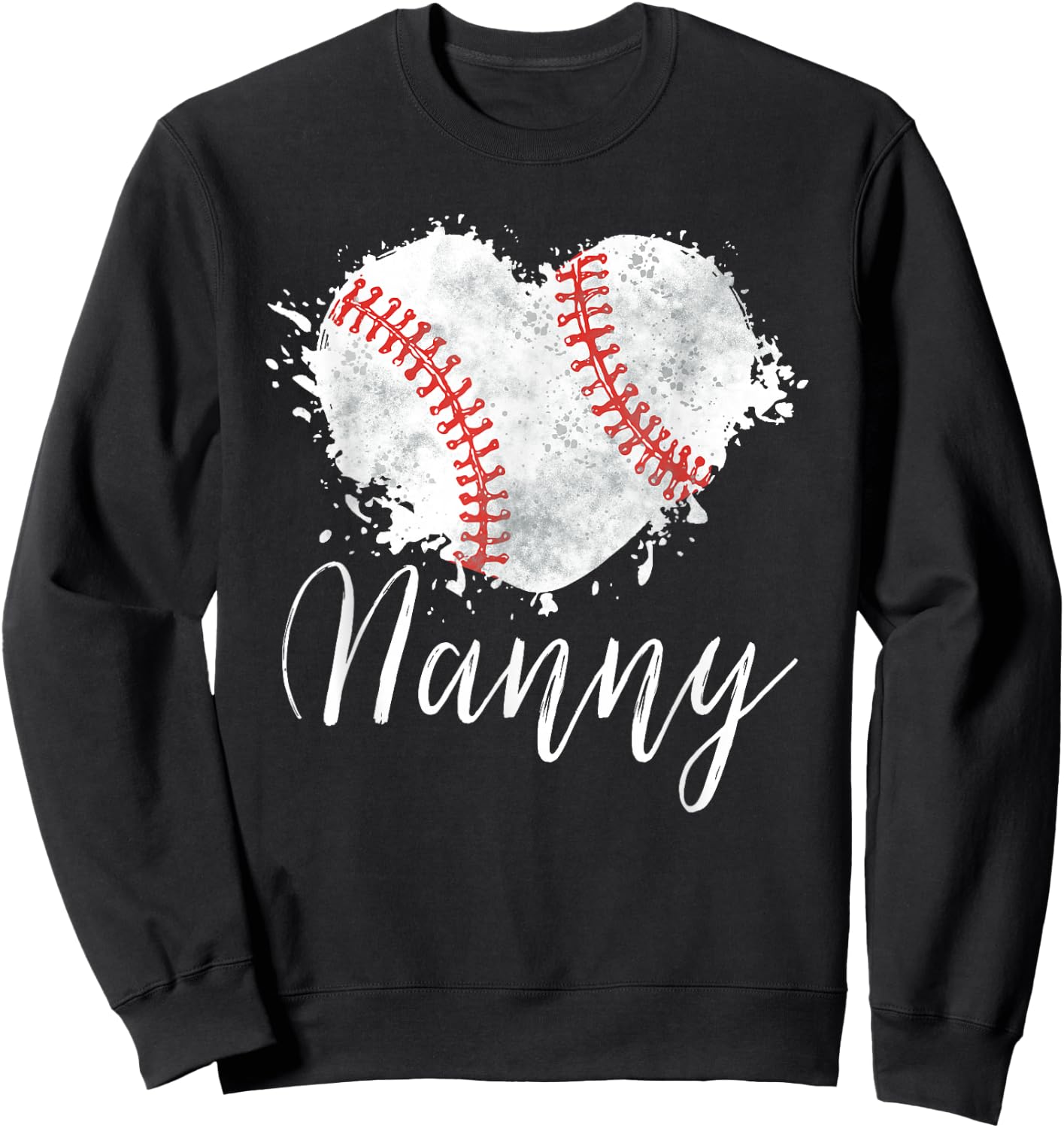 Baseball Nanny Baseball Love Heart Sweatshirt - Sweatshirt | Black