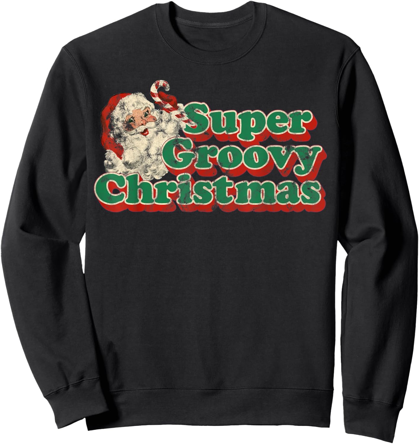 Super Groovy Vintage Christmas Shirt Retro 70s Style Sweatshirt - Sweatshirt | Black