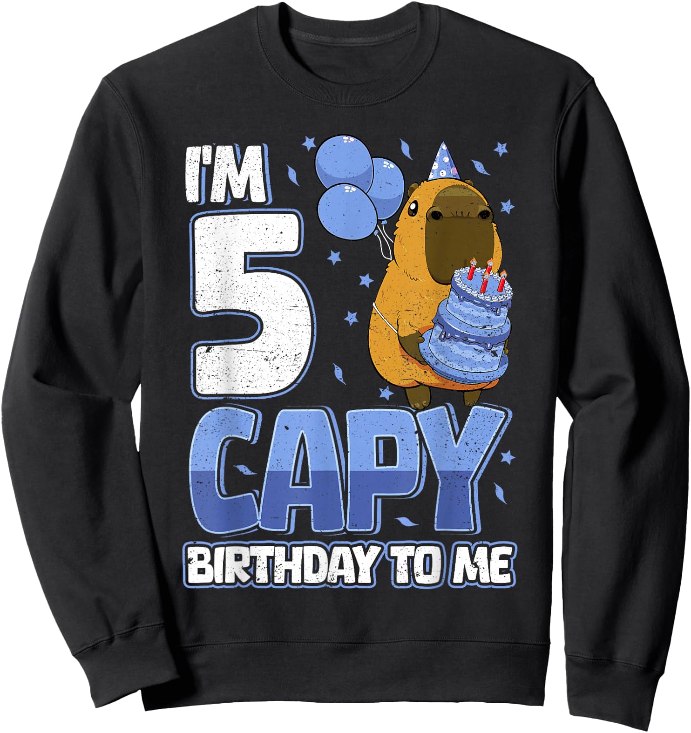 5 Years Capy Birthday to me Boys 5th Birthday Capybara Sweatshirt - Sweatshirt | Black