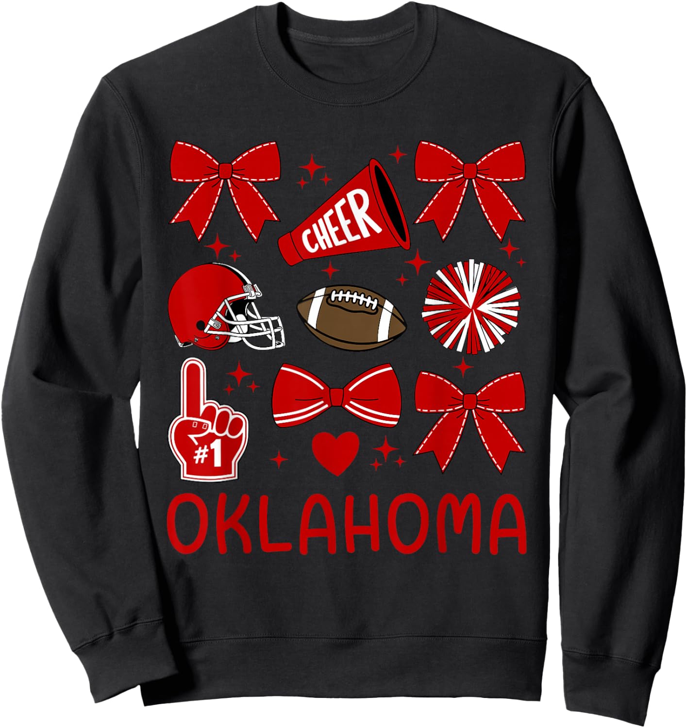 Oklahoma Women Girls Toddler Sister Bow For Oklahoma Lover Sweatshirt - Sweatshirt | Black