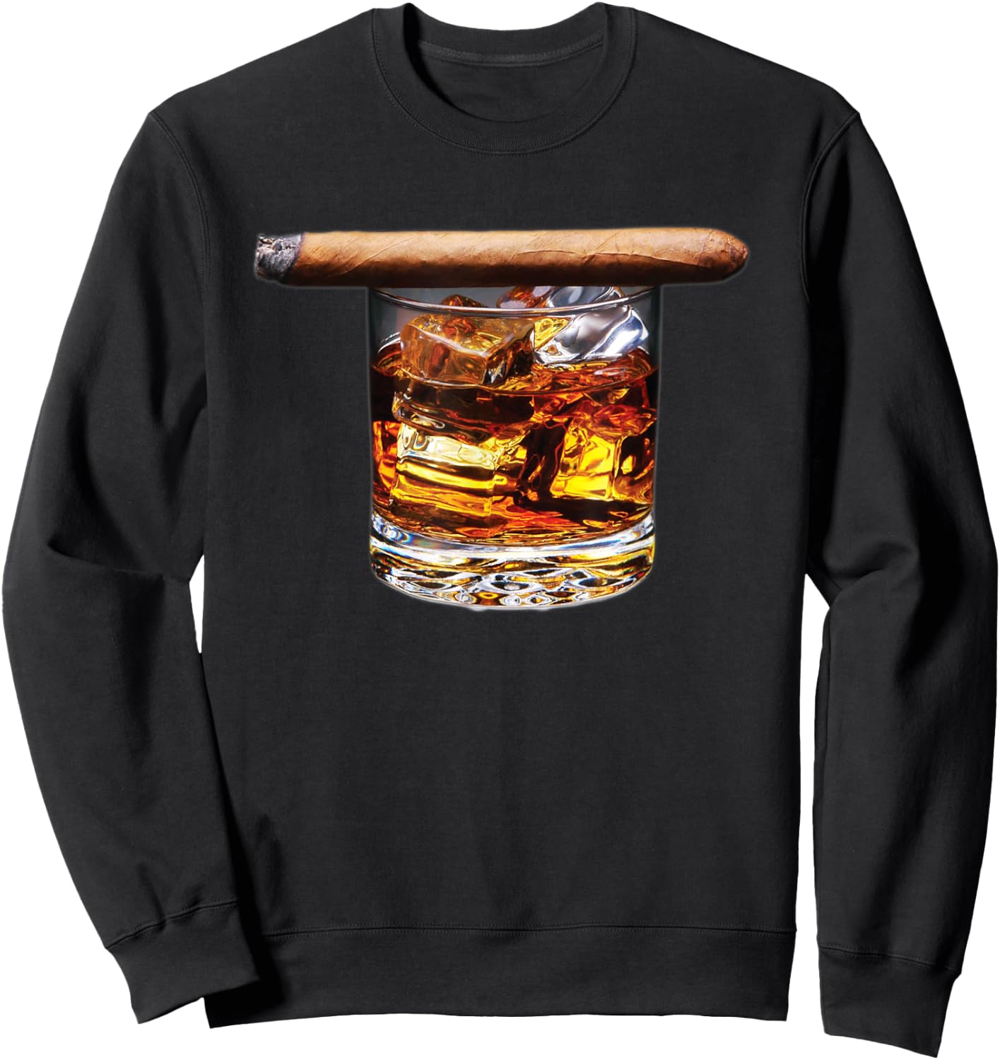 Whiskey & Cigar Shirt - Funny Cigar Lover Graphic Sweatshirt - Sweatshirt | Black