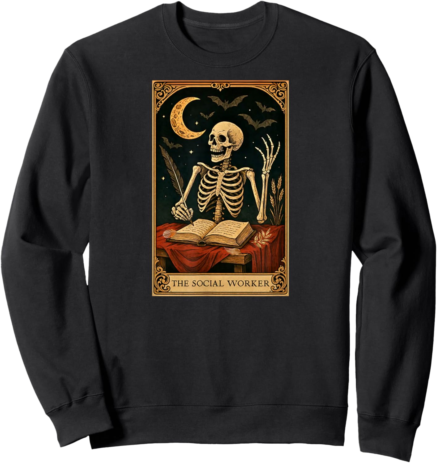 The Social Worker Skeleton Tarot Card School Counselor Psych Sweatshirt - Sweatshirt | Black