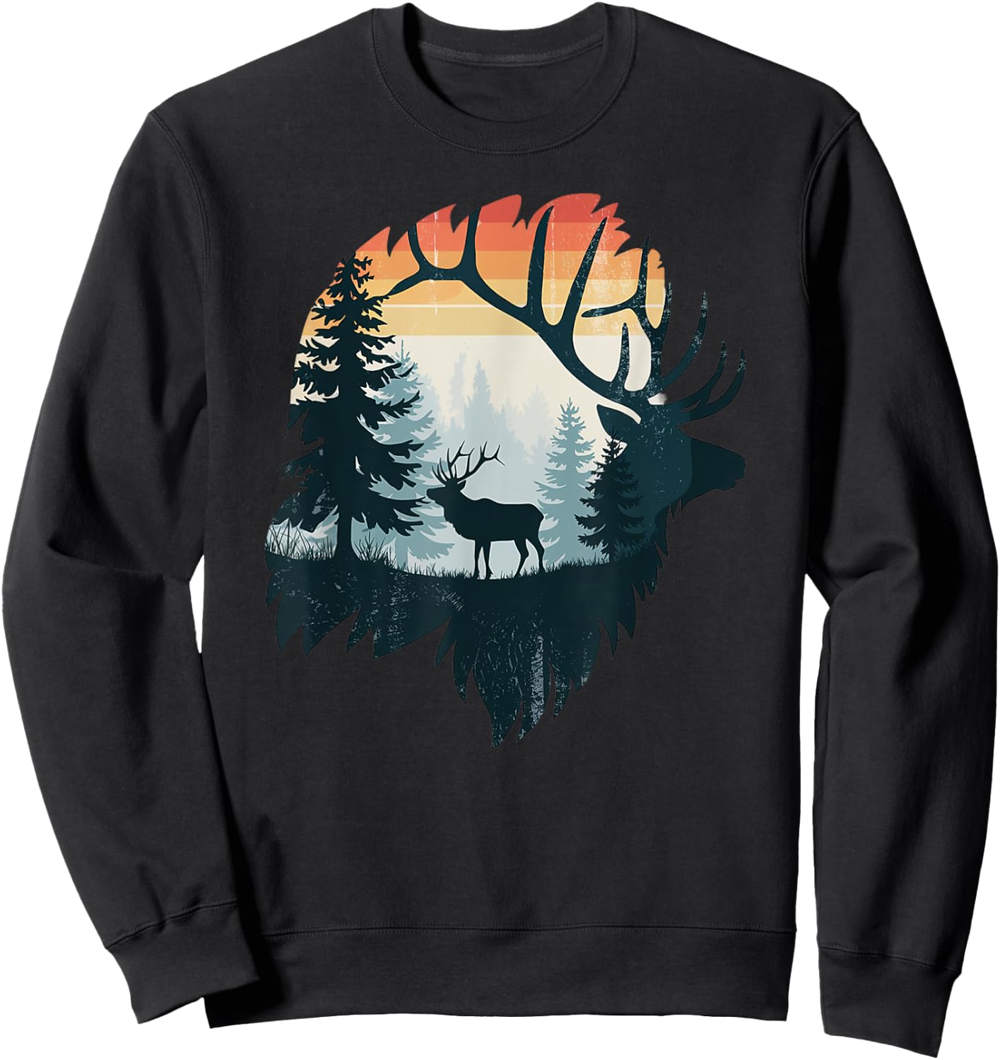 Elk Hunting Hiking Outdoor Camping Forest Men Women Elk Sweatshirt - Sweatshirt | Black