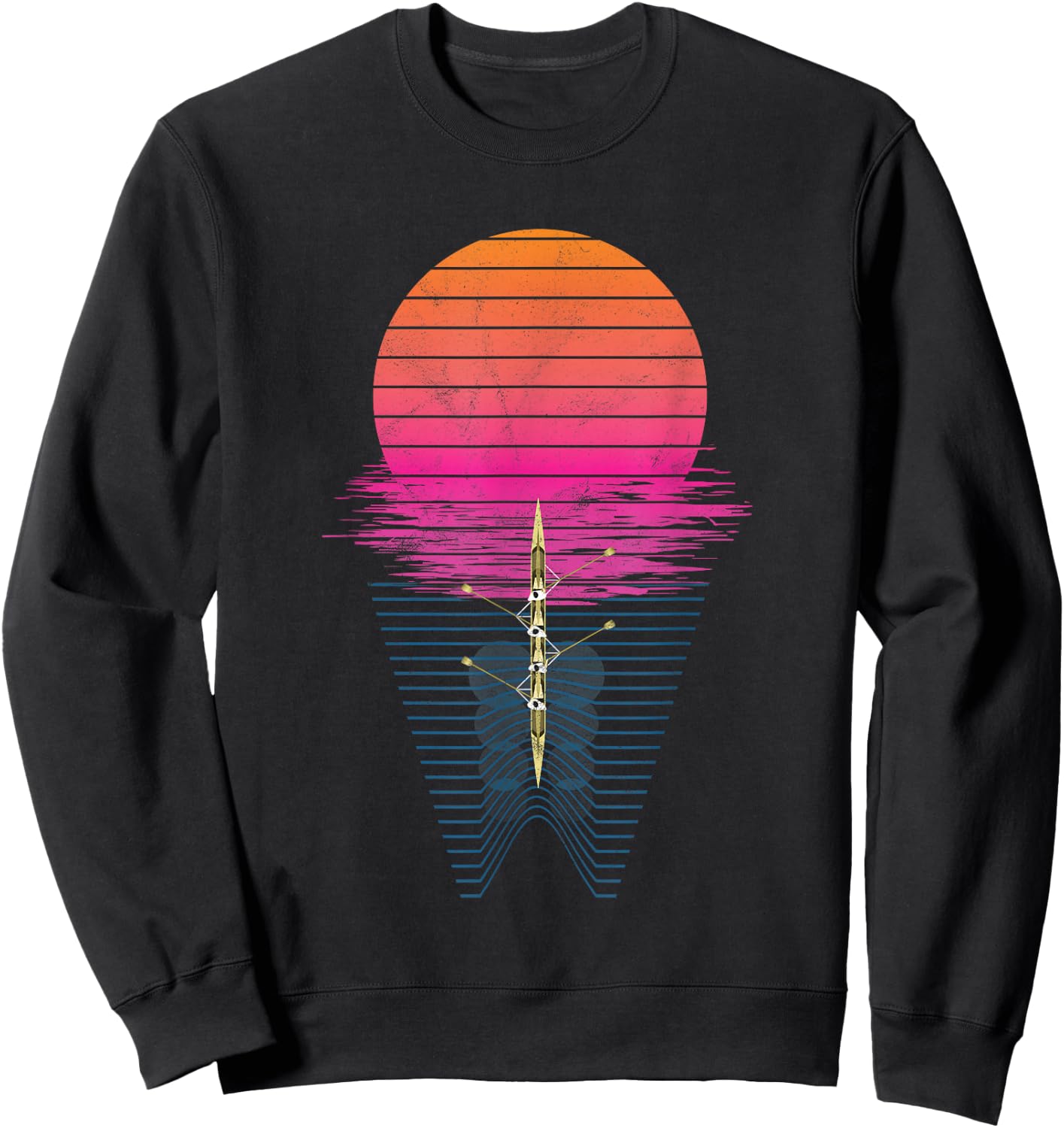 Vaporwave Athlete Rowing Crew Sunset Rower Sweatshirt - Sweatshirt | Black