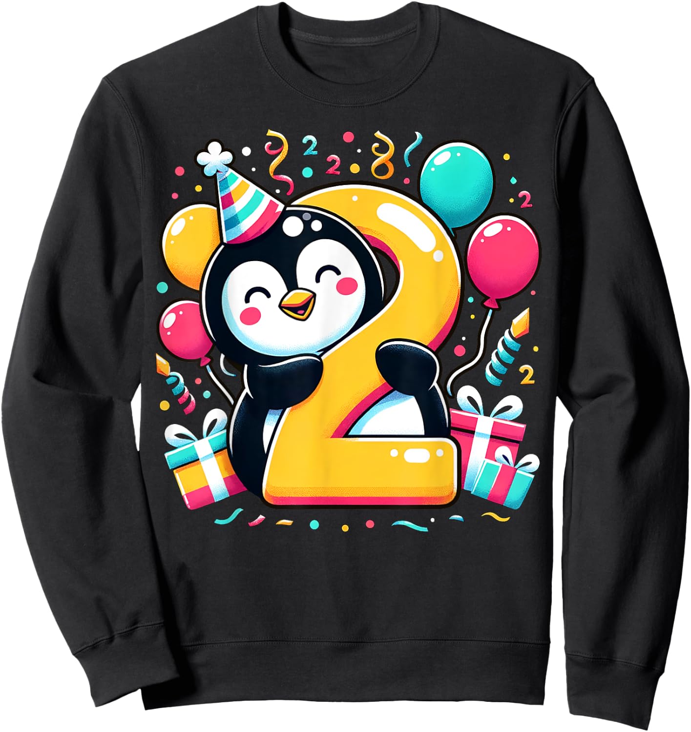 Penguin 2nd birthday boy girl 2 years old second two Penguin Sweatshirt - Sweatshirt | Black