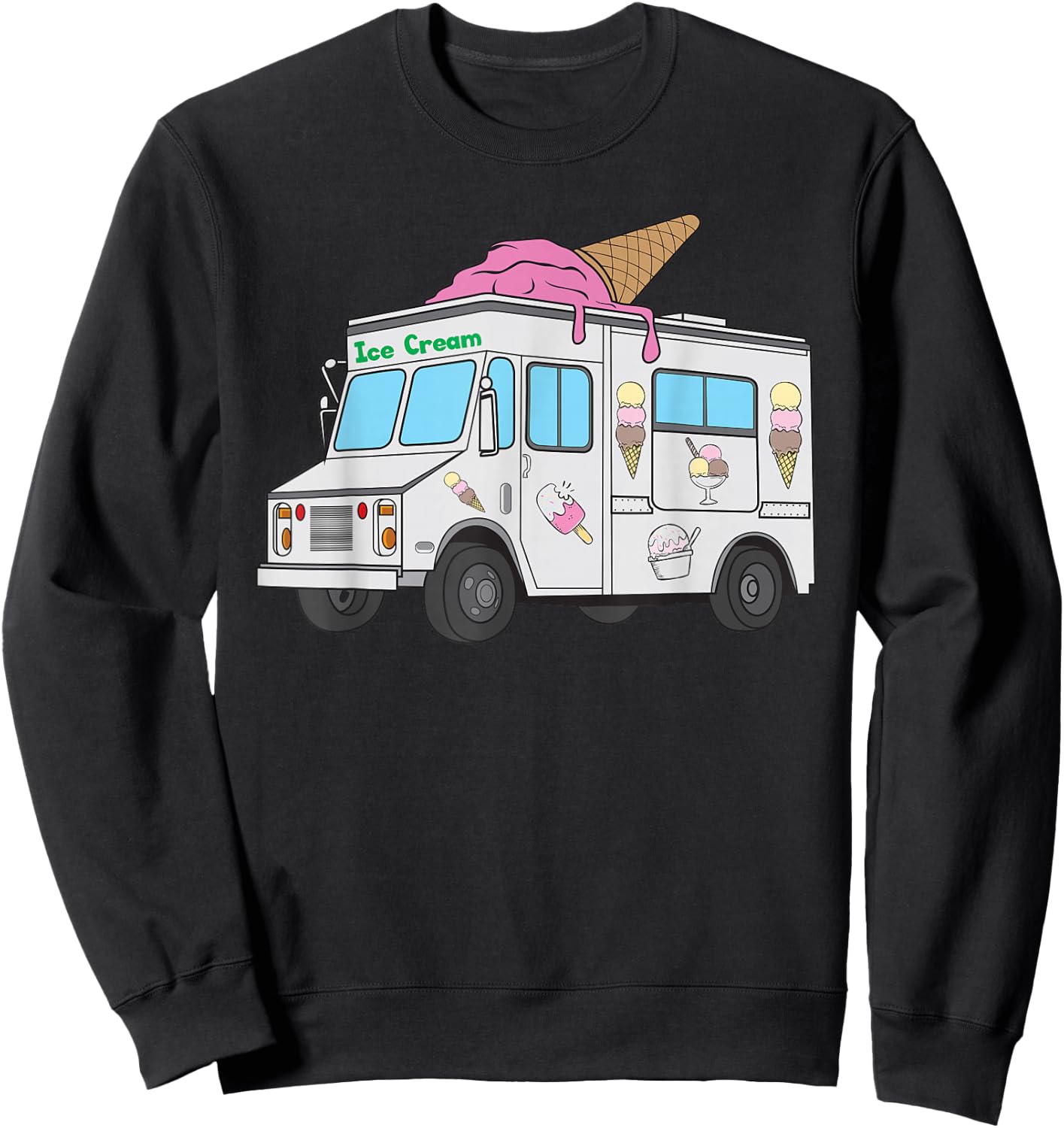 Funny Nostalgic Ice Cream Truck Summer Adventure Lover Sweatshirt - Sweatshirt | Black