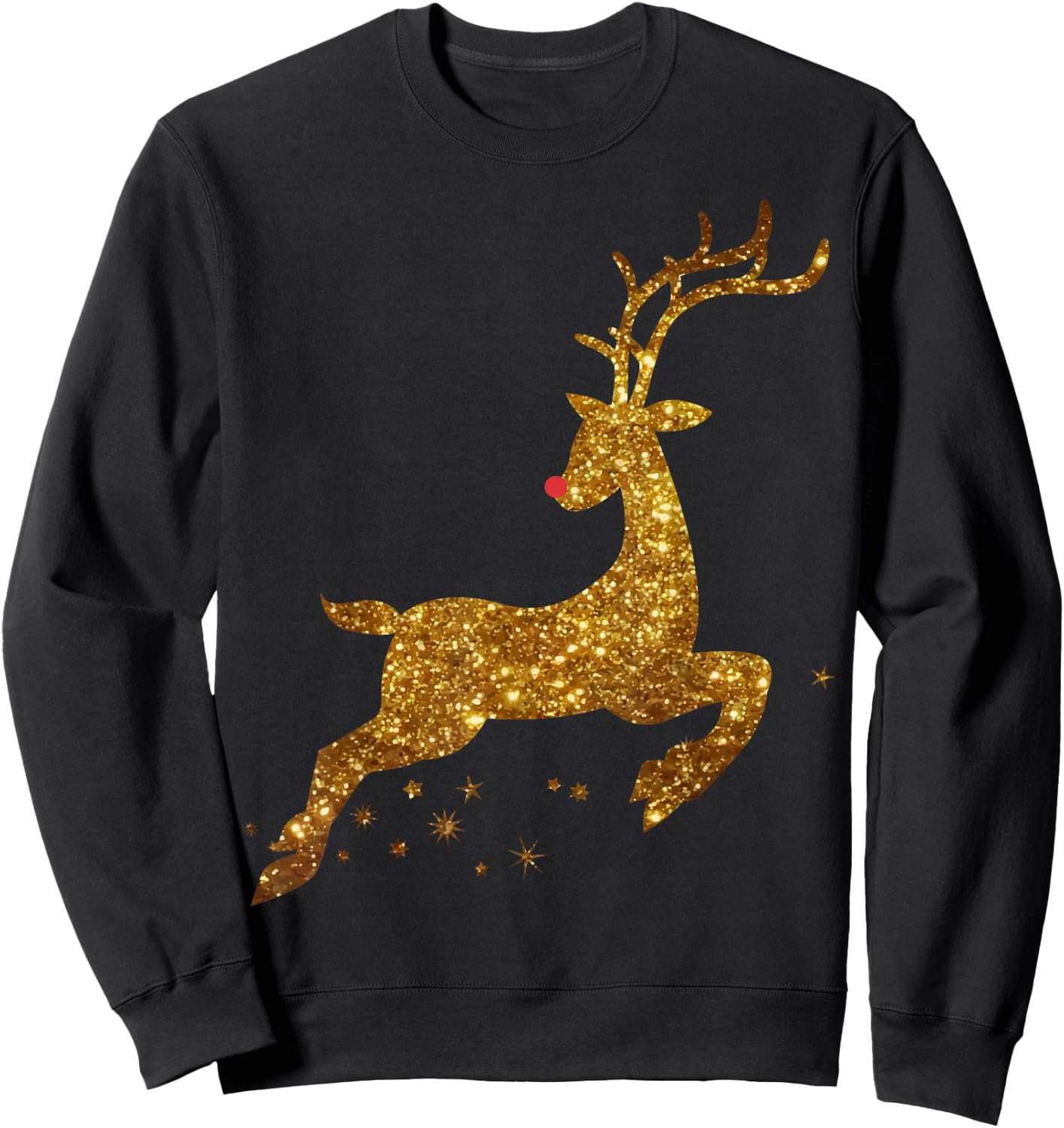 Christmas Reindeer Cute gold faux Sweatshirt - Sweatshirt | Black