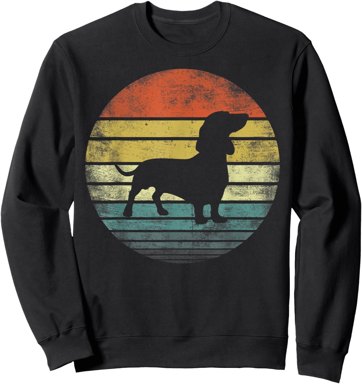 Dachshund Lover Owner Gifts Retro Sunset Dog Silhouette Dad Sweatshirt - Sweatshirt | Black