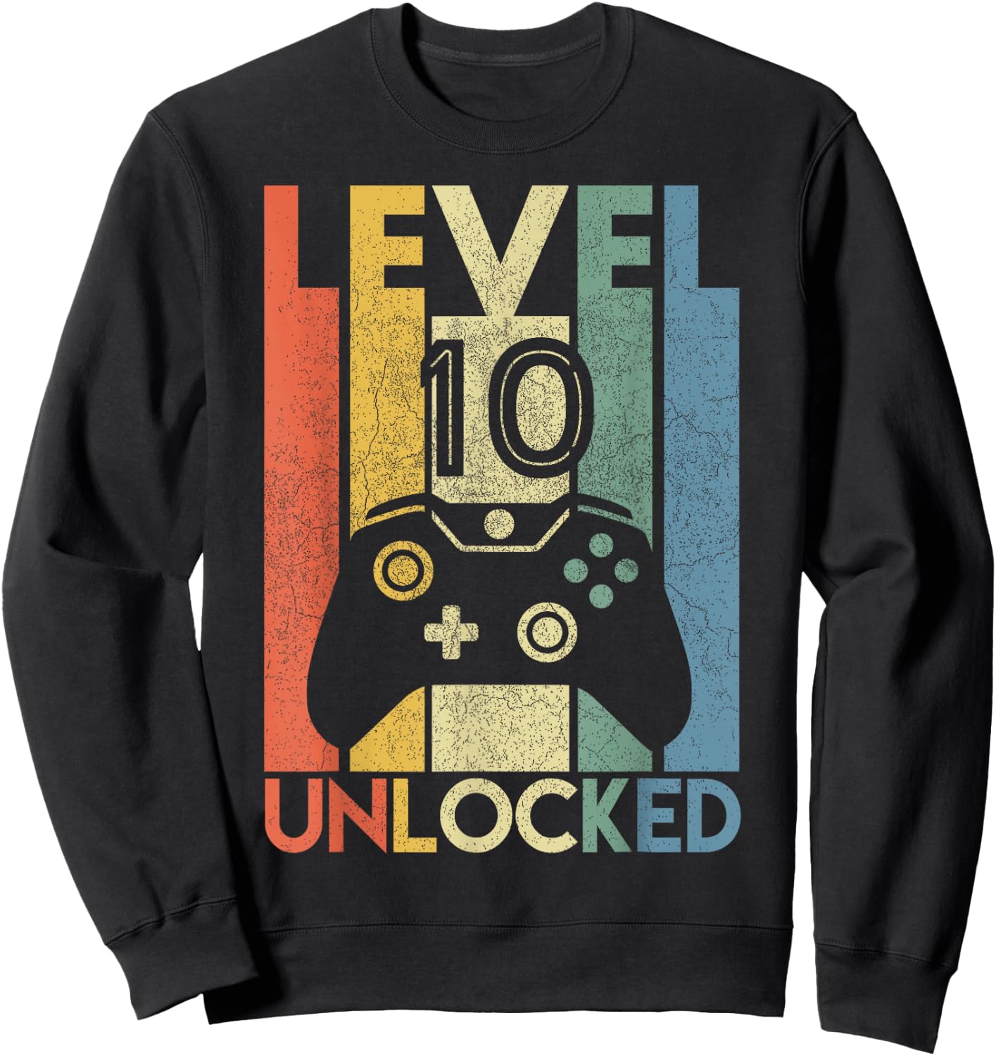 Level 10 Unlocked Shirt Funny Video Gamer 10th Birthday Gift Sweatshirt - Sweatshirt | Black